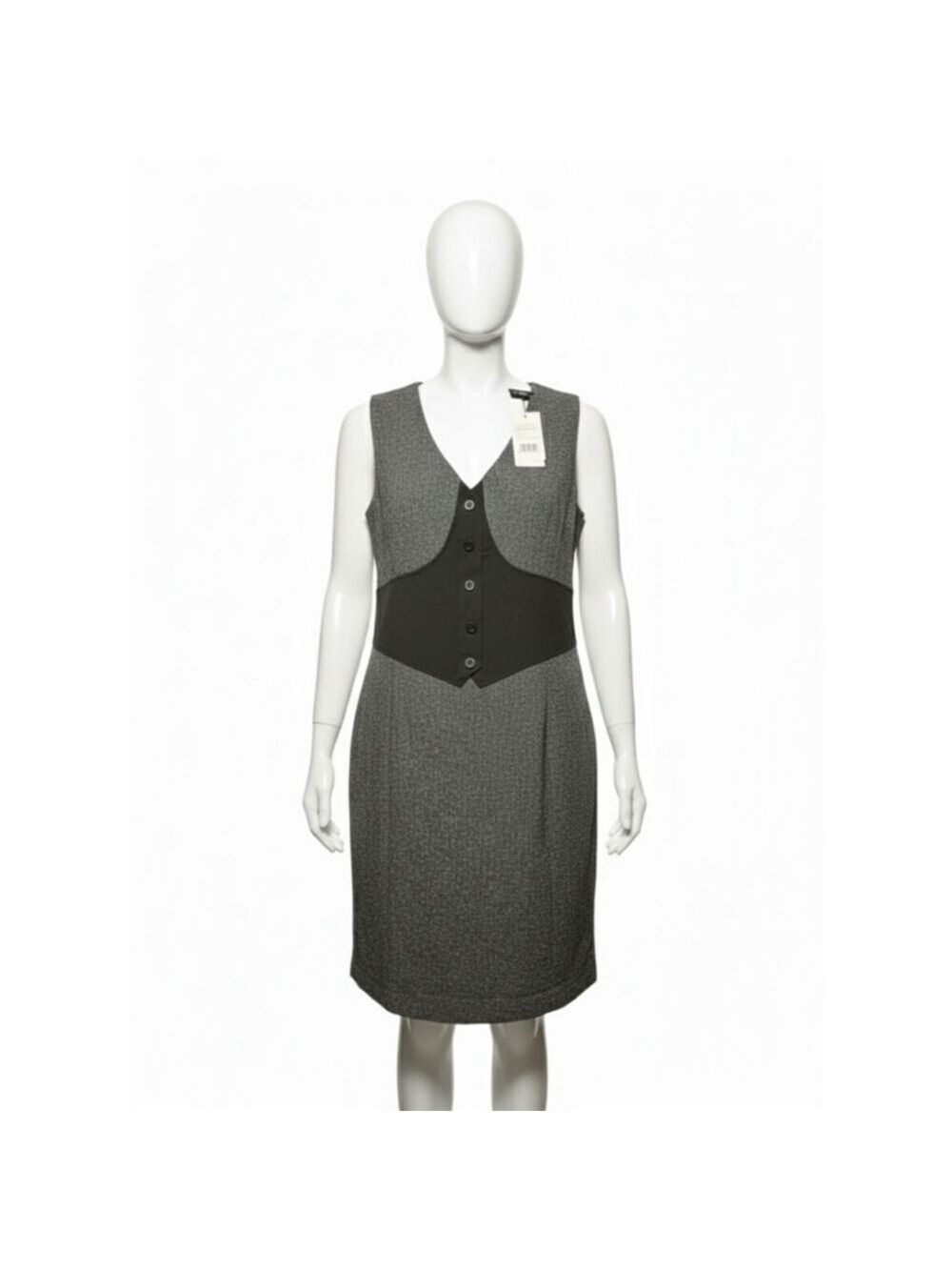 Women's ASHLEY STEWART Gray & Black Sleeveless Dress Plus Size 24